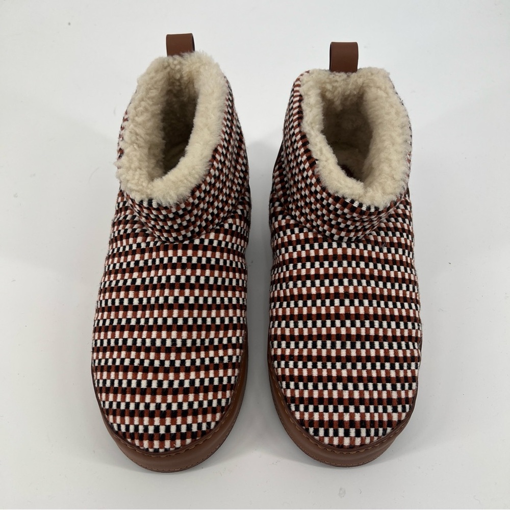 Amambaih Juana Low Woven Leather Chunky Shearling Lined Snow Boots in Cognac 9 - Picture 2 of 11